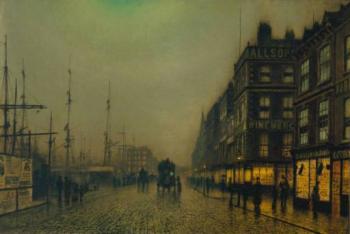 約翰 阿特金森 格裡姆肖 Liverpool Quay by Moonlight